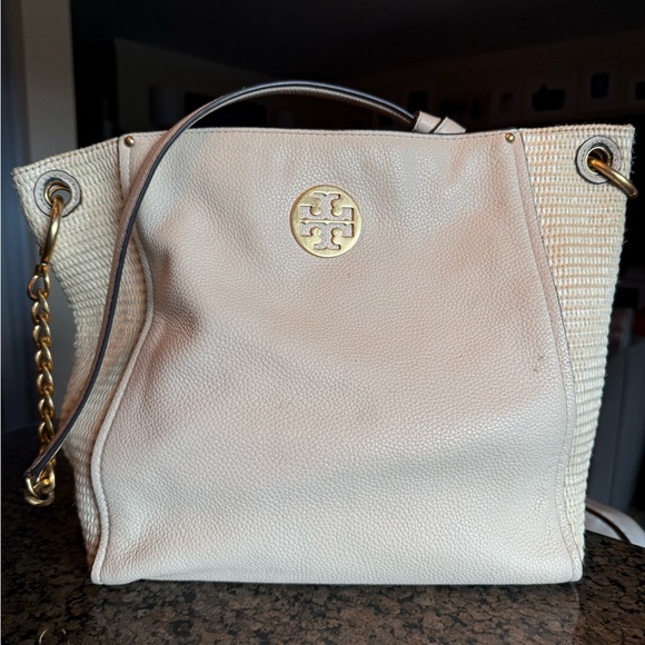 Tory Burch Beige Leather Shoulder Bag - Picture 1 of 9